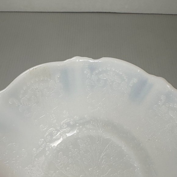 3 Elegant American Sweetheart Monax White Opalescent Glass 6" Tea Cup Saucers - Picture 15 of 16
